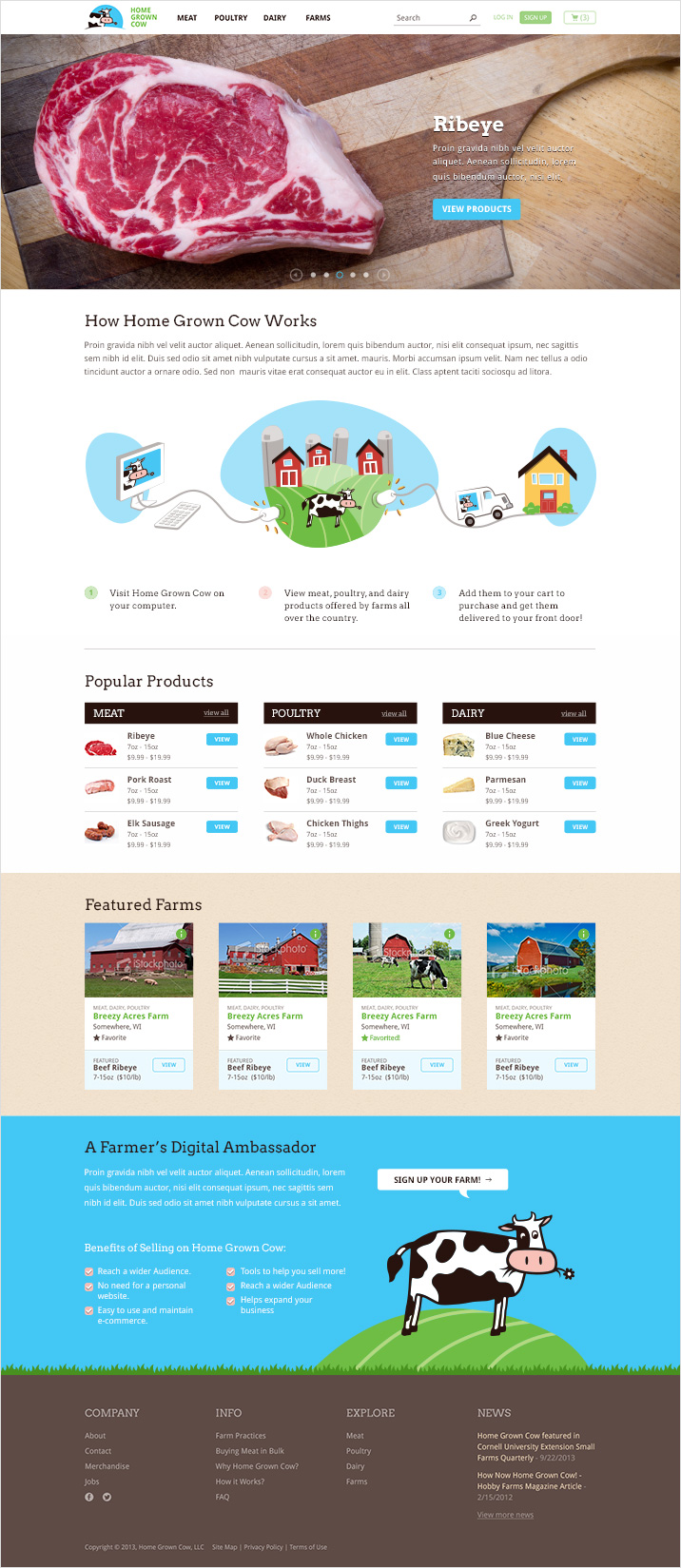 Home Grown Cow webpage