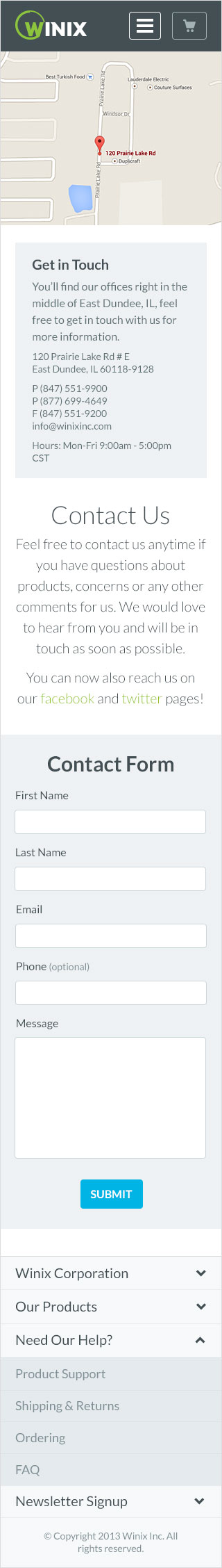 Winix Mobile page