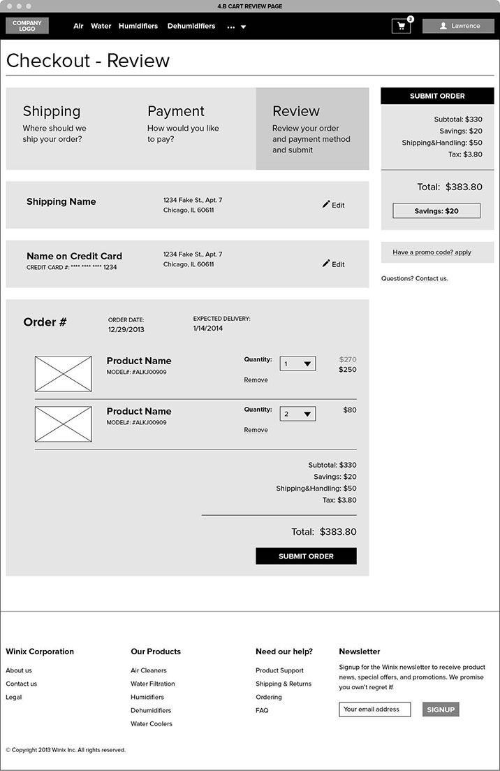 Winix Wireframe